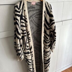 Show Me Your Mumu Neutral Zebra Long Cardigan Sweater